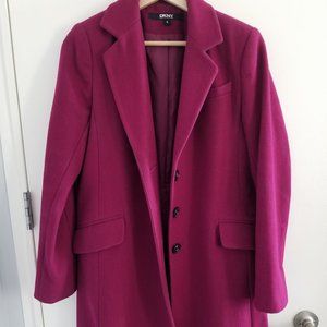 DKNY Magenta Wool Blend Pea Coat Size 4